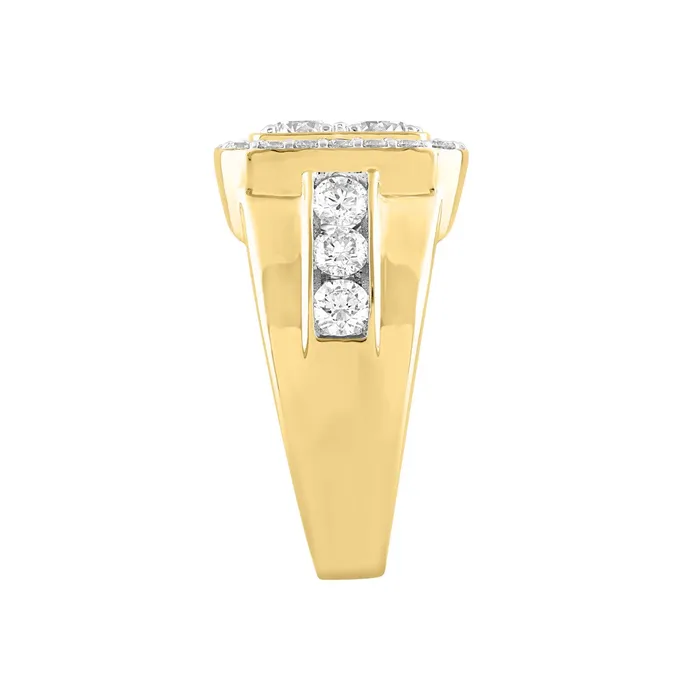 Crown Jewels Coin 14K YELLOW GOLD 3CT ROUND DIAMOND MENS RING Rings Crown Jewels Coin 14K YELLOW GOLD 3CT ROUND DIAMOND MENS RING Rings