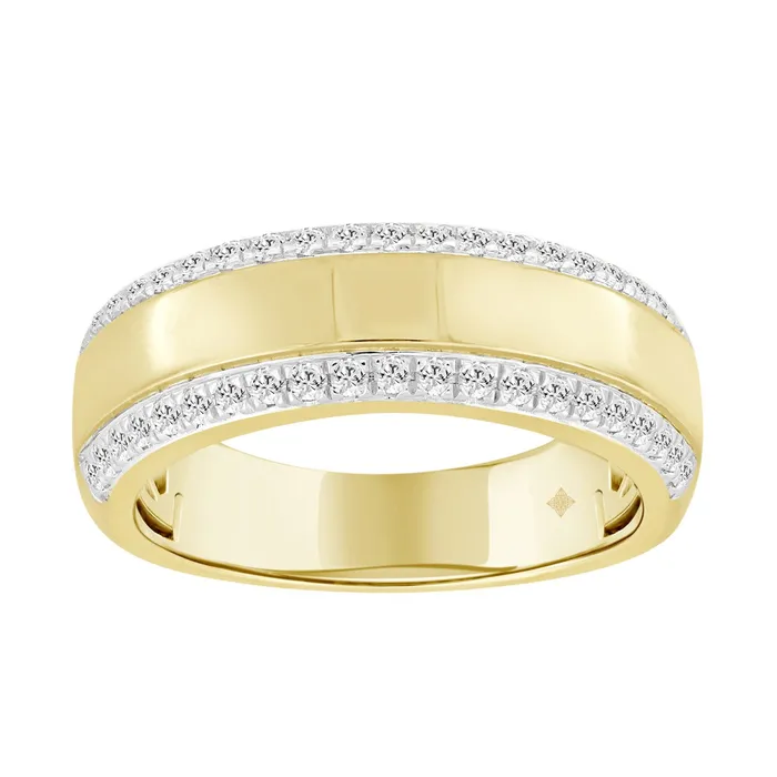 Crown Jewels Coin MENS RING 12CT ROUND DIAMOND 14K YELLOW GOLD Rings