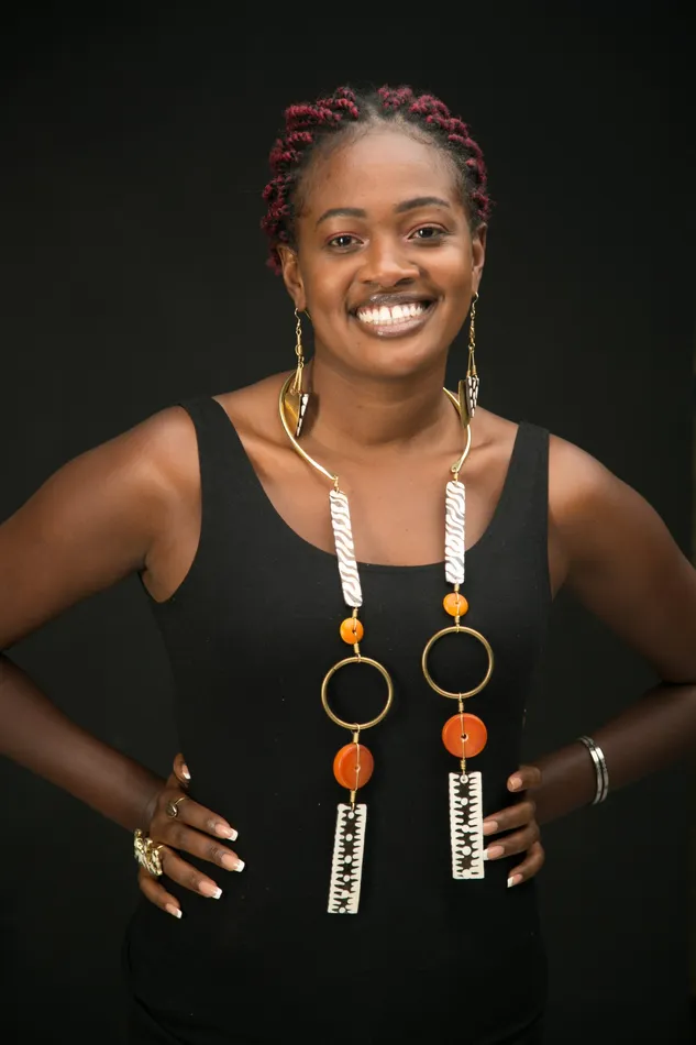 Double hanging Necklace Batik and Orange Mwassus Jewelry Necklaces