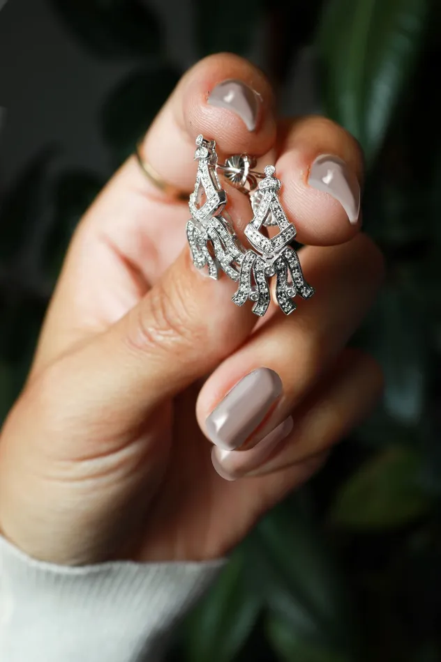 Earrings Crown Jewels Coin 050 ctw Diamond Vintage Inspired Earrings