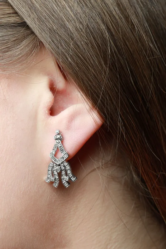 Earrings Crown Jewels Coin 050 ctw Diamond Vintage Inspired Earrings