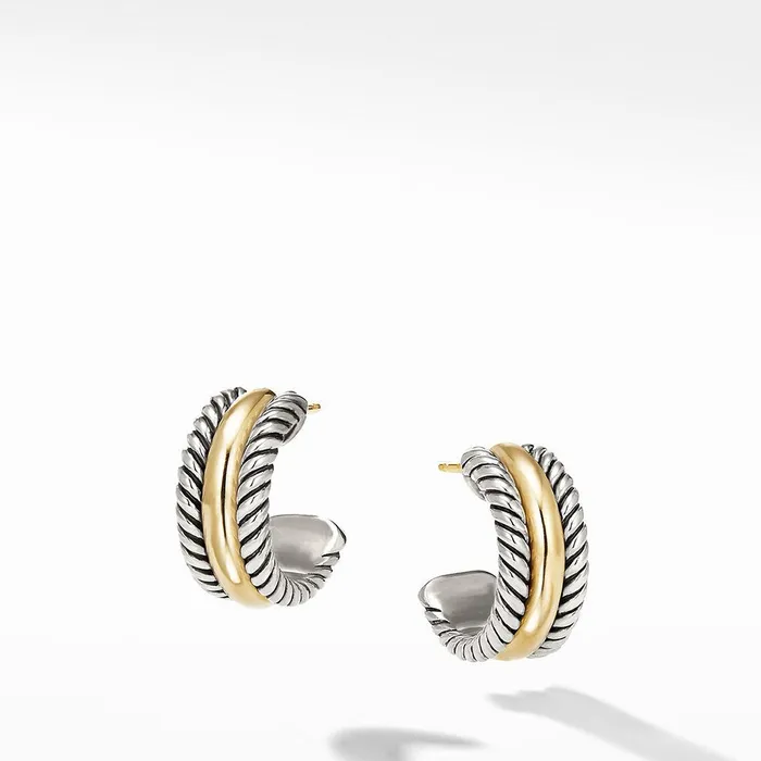 Earrings DAVID YURMAN INC David Yurman Cable Collectibles Hoop Earrings with 14K Gold Earrings DAVID YURMAN INC David Yurman Cable Collectibles Hoop Earrings with 14K Gold
