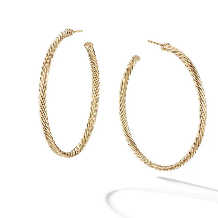 Earrings DAVID YURMAN INC David Yurman Cablespira Hoop Earrings in 18K Yellow Gold 2 Earrings DAVID YURMAN INC David Yurman Cablespira Hoop Earrings in 18K Yellow Gold 2