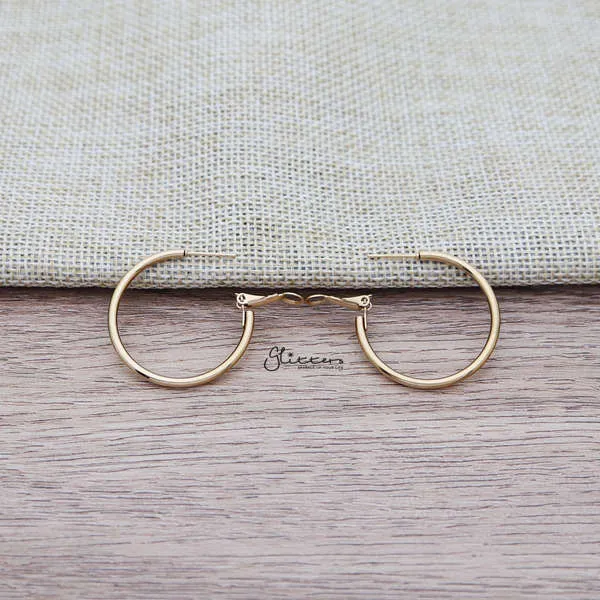Earrings Glitters Stainless Steel Plain Wire Circle Hoop Womens Earrings Gold
