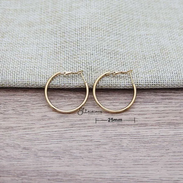 Earrings Glitters Stainless Steel Plain Wire Circle Hoop Womens Earrings Gold