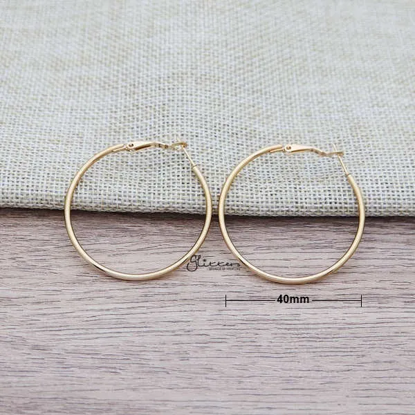 Earrings Glitters Stainless Steel Plain Wire Circle Hoop Womens Earrings Gold