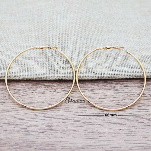 Earrings Glitters Stainless Steel Plain Wire Circle Hoop Womens Earrings Gold