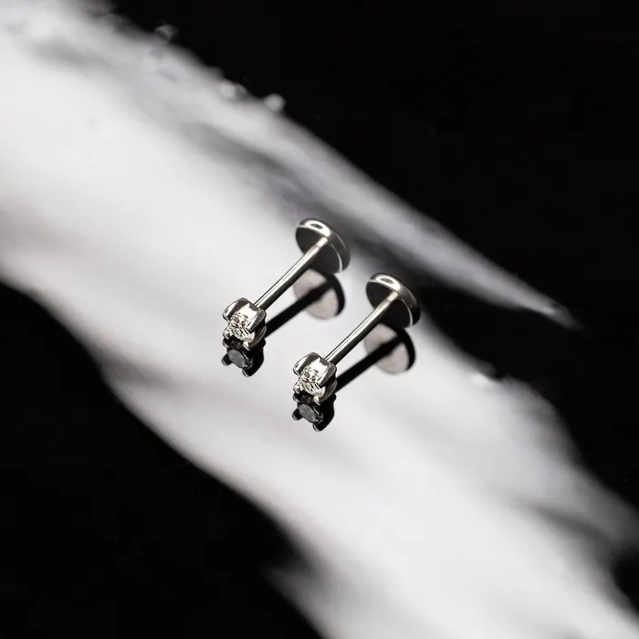 Earrings Grayling Whisper Genuine Diamond Prong Flat Back Sleeper Earrings by Buddha Jewelry 14k Solid Gold
