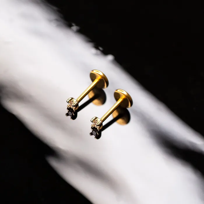 Earrings Grayling Whisper Genuine Diamond Prong Flat Back Sleeper Earrings by Buddha Jewelry 14k Solid Gold
