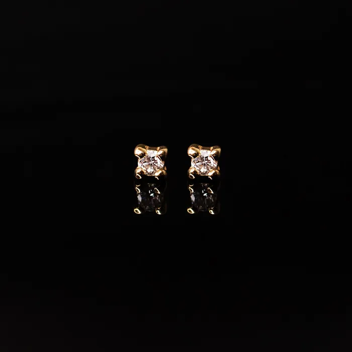 Earrings Grayling Whisper Genuine Diamond Prong Flat Back Sleeper Earrings by Buddha Jewelry 14k Solid Gold