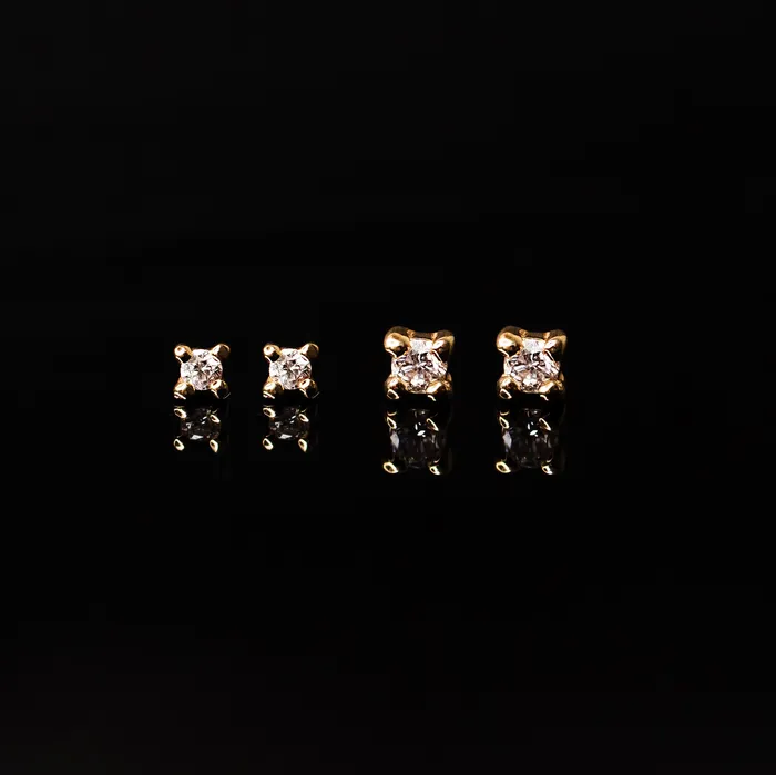 Earrings Grayling Whisper Genuine Diamond Prong Flat Back Sleeper Earrings by Buddha Jewelry 14k Solid Gold