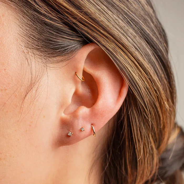 Earrings Grayling Whisper Genuine Diamond Prong Flat Back Sleeper Earrings by Buddha Jewelry 14k Solid Gold