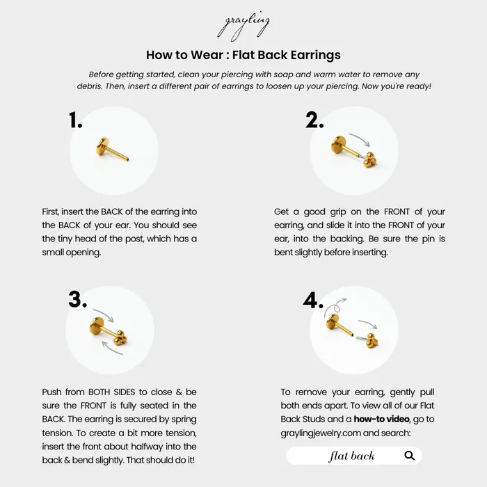 Earrings Grayling Whisper Genuine Diamond Prong Flat Back Sleeper Earrings by Buddha Jewelry 14k Solid Gold