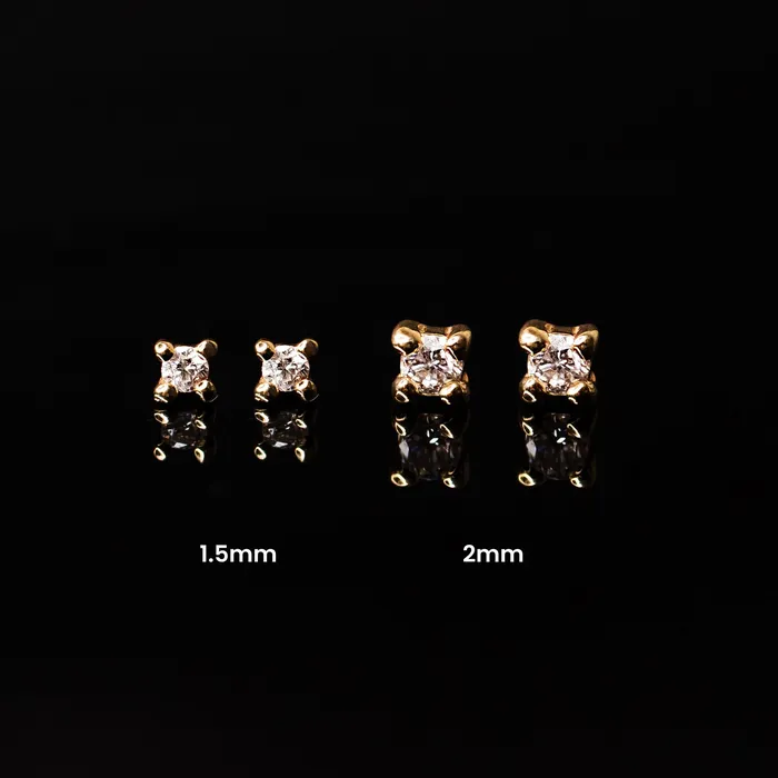 Earrings Grayling Whisper Genuine Diamond Prong Flat Back Sleeper Earrings by Buddha Jewelry 14k Solid Gold
