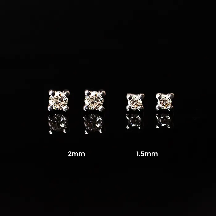 Earrings Grayling Whisper Genuine Diamond Prong Flat Back Sleeper Earrings by Buddha Jewelry 14k Solid Gold