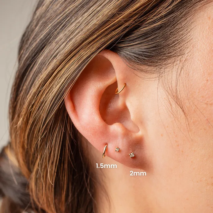 Earrings Grayling Whisper Genuine Diamond Prong Flat Back Sleeper Earrings by Buddha Jewelry 14k Solid Gold