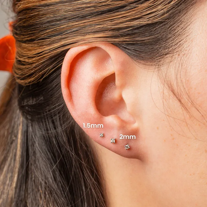 Earrings Grayling Whisper Genuine Diamond Prong Flat Back Sleeper Earrings by Buddha Jewelry 14k Solid Gold