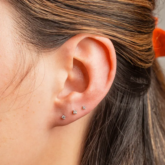 Earrings Grayling Whisper Genuine Diamond Prong Flat Back Sleeper Earrings by Buddha Jewelry 14k Solid Gold