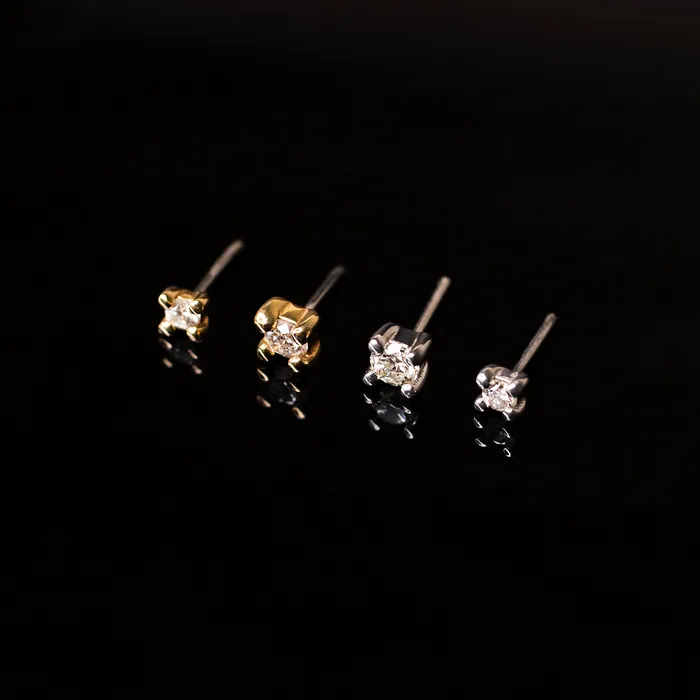 Earrings Grayling Whisper Genuine Diamond Prong Flat Back Sleeper Earrings by Buddha Jewelry 14k Solid Gold