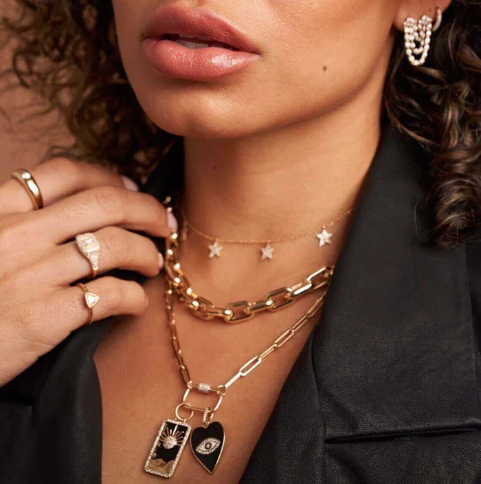 Earrings Izakov Diamonds Fine Jewelry 14K Gold Double Stud Tennis Chained Diamonds Earring