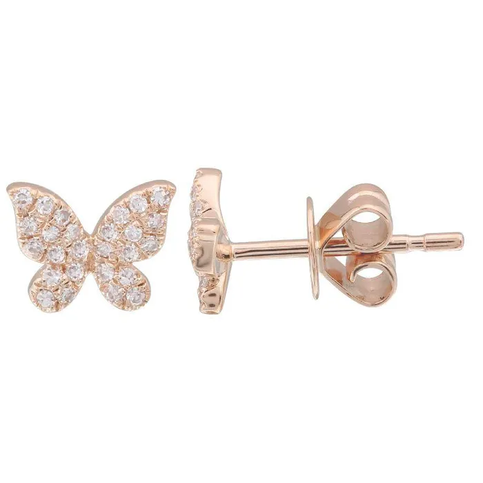 Earrings Izakov Diamonds Fine Jewelry 14K Gold Micro Pave Diamond Mini Papillon Butterfly Button Earrings Earrings Izakov Diamonds Fine Jewelry 14K Gold Micro Pave Diamond Mini Papillon Butterfly Button Earrings