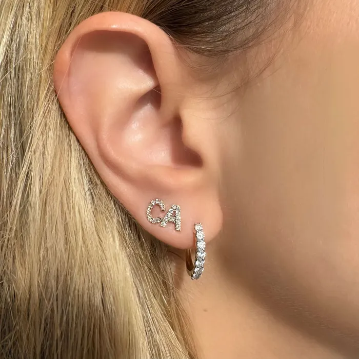 Earrings Izakov Diamonds Fine Jewelry 14K Gold Scalloped Diamond Hoop Earrings