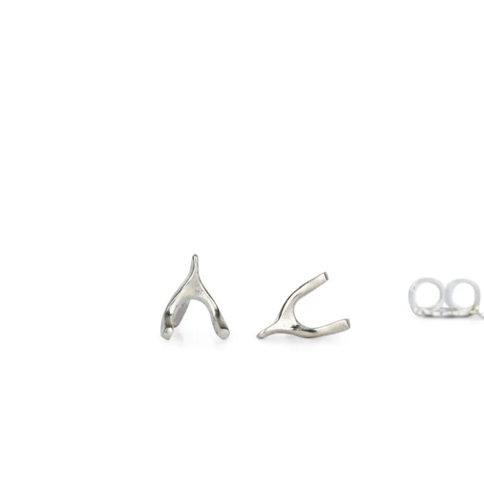 Earrings Silver Wishbone Stud Earrings Corey Egan