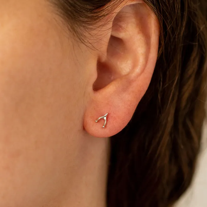 Earrings Silver Wishbone Stud Earrings Corey Egan