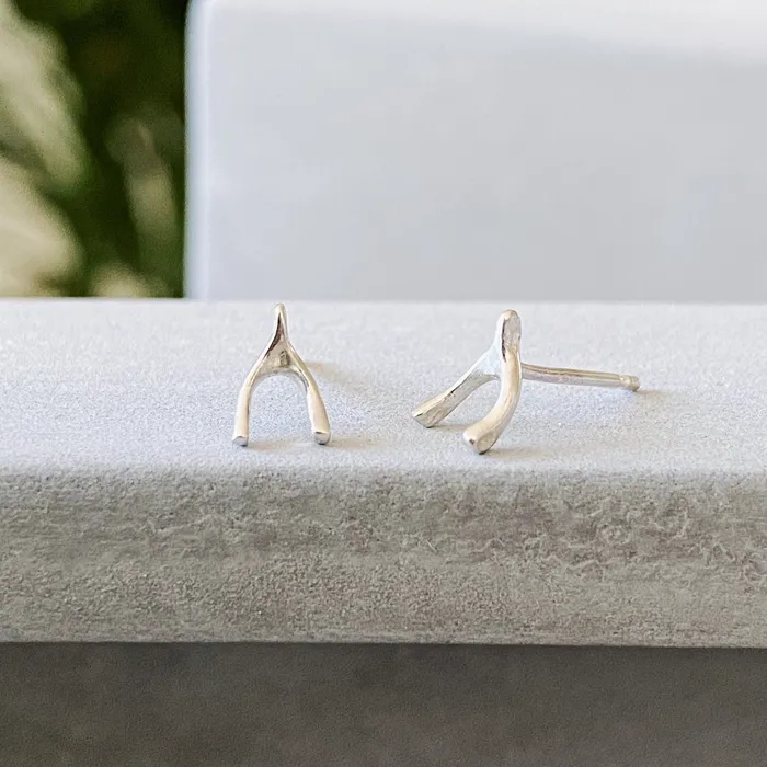 Earrings Silver Wishbone Stud Earrings Corey Egan