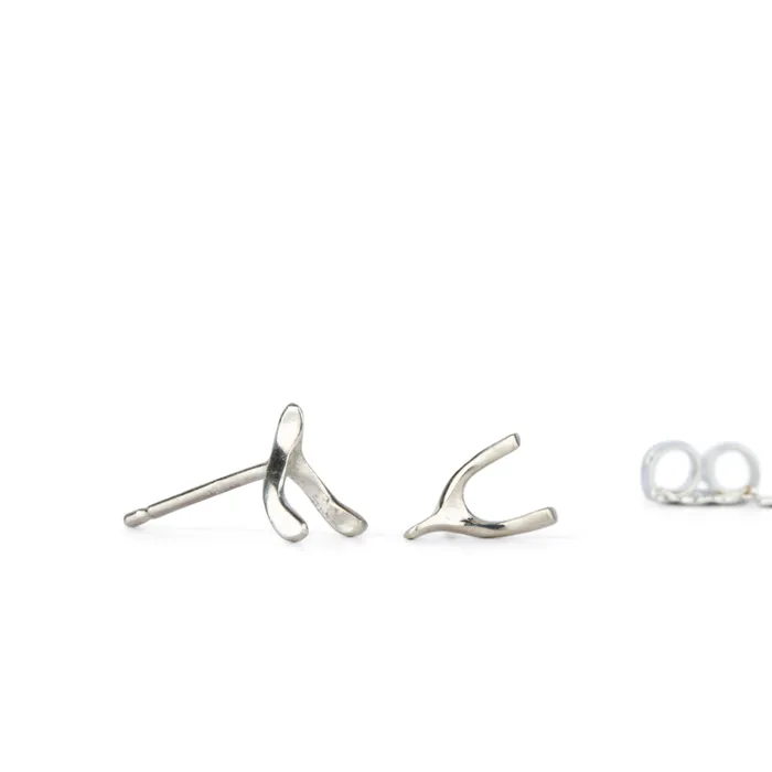 Earrings Silver Wishbone Stud Earrings Corey Egan