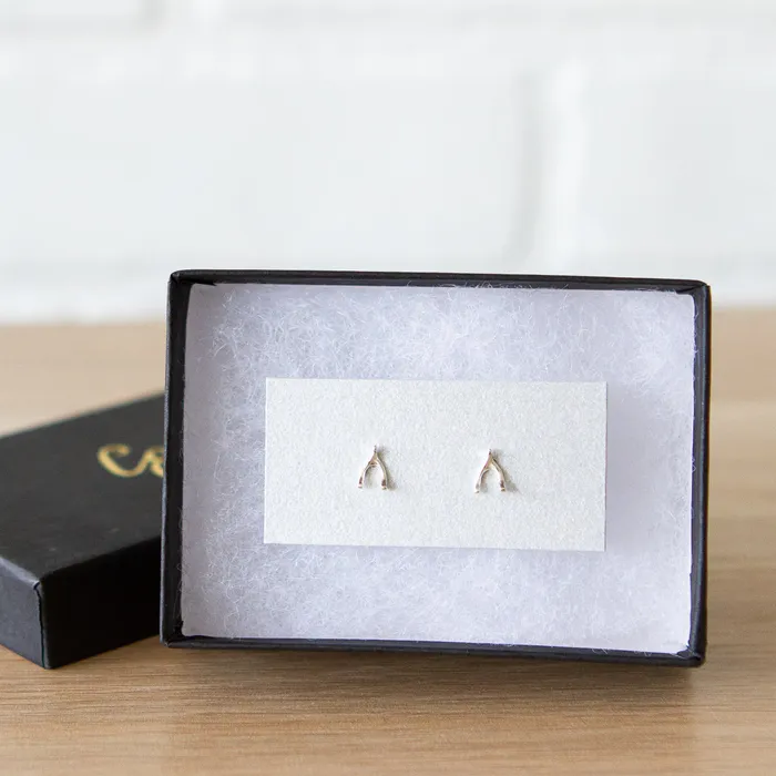 Earrings Silver Wishbone Stud Earrings Corey Egan