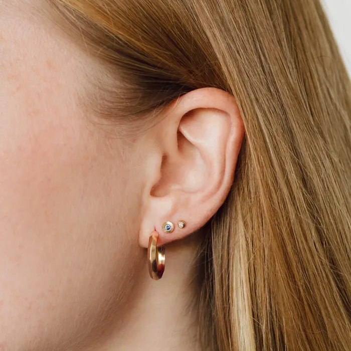 Earrings Small Aurora Blue Sapphire Stud Earring in Yellow Gold Corey Egan