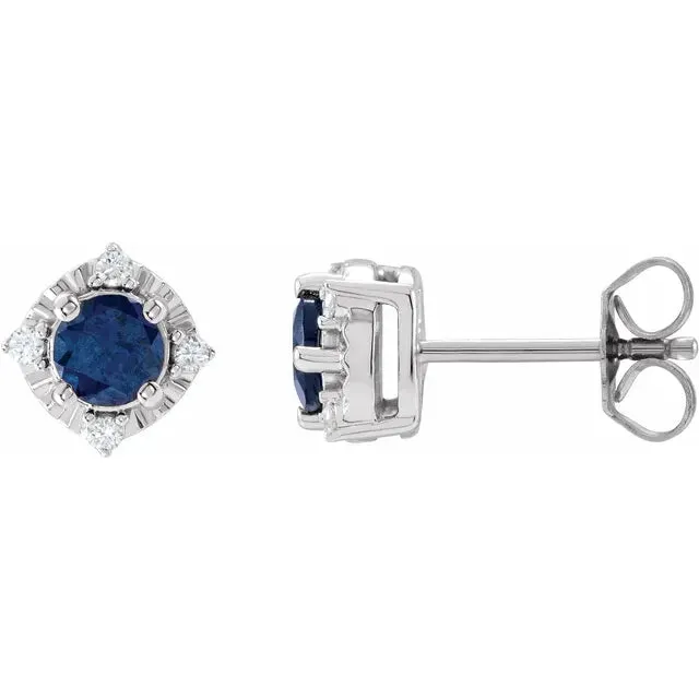 Earrings Storyteller by Vintage Magnality Luxe Wear Everyday Halo Style Birthstone Natural Diamond Stud Earrings Sterling Silver