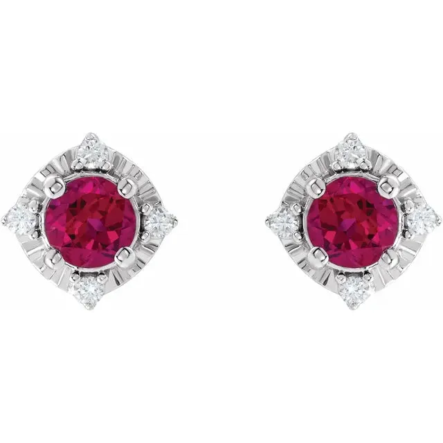 Earrings Storyteller by Vintage Magnality Luxe Wear Everyday Halo Style Birthstone Natural Diamond Stud Earrings Sterling Silver
