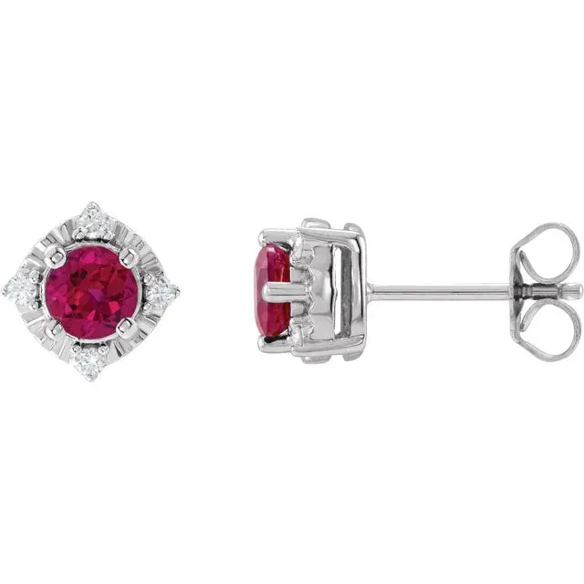 Earrings Storyteller by Vintage Magnality Luxe Wear Everyday Halo Style Birthstone Natural Diamond Stud Earrings Sterling Silver