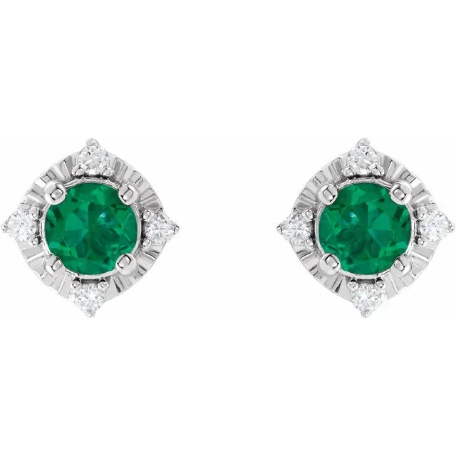 Earrings Storyteller by Vintage Magnality Luxe Wear Everyday Halo Style Birthstone Natural Diamond Stud Earrings Sterling Silver