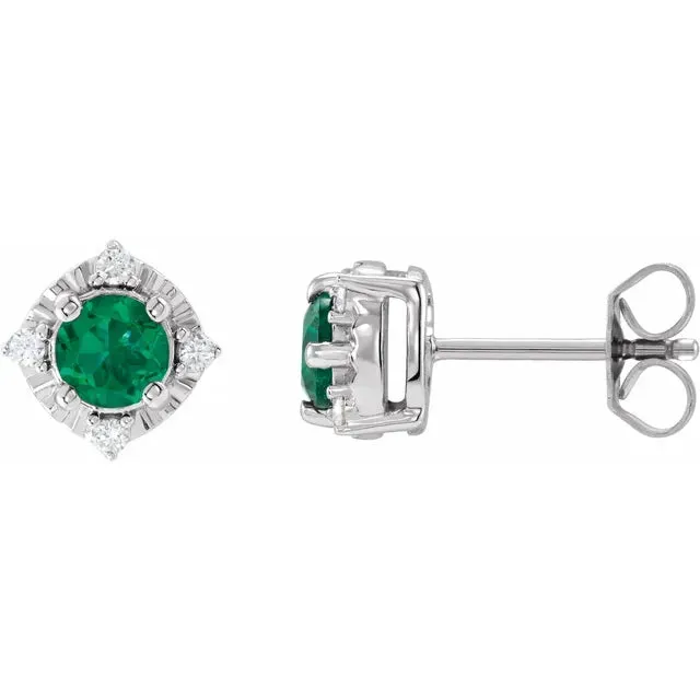 Earrings Storyteller by Vintage Magnality Luxe Wear Everyday Halo Style Birthstone Natural Diamond Stud Earrings Sterling Silver