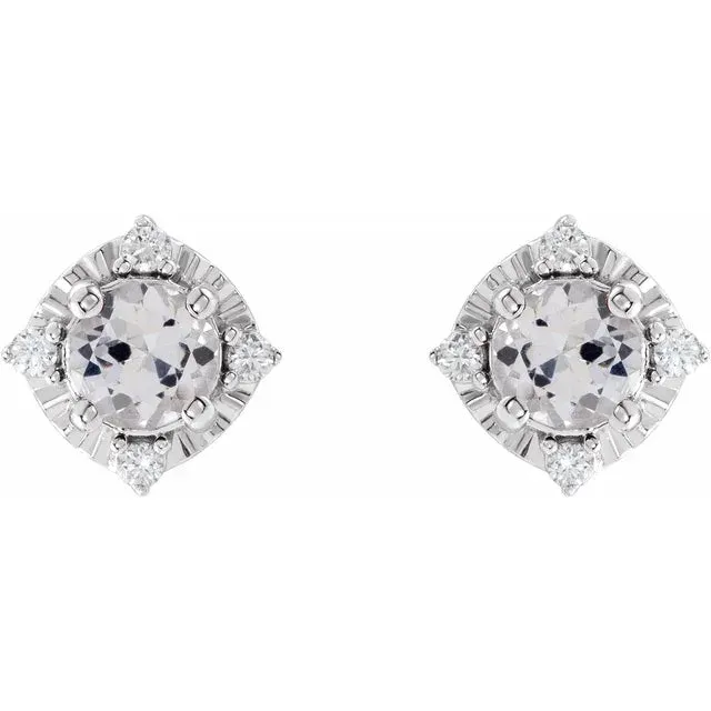 Earrings Storyteller by Vintage Magnality Luxe Wear Everyday Halo Style Birthstone Natural Diamond Stud Earrings Sterling Silver