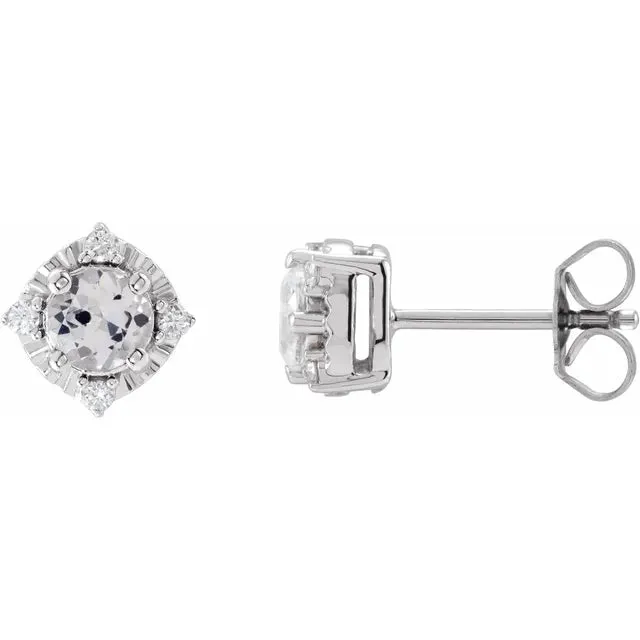 Earrings Storyteller by Vintage Magnality Luxe Wear Everyday Halo Style Birthstone Natural Diamond Stud Earrings Sterling Silver
