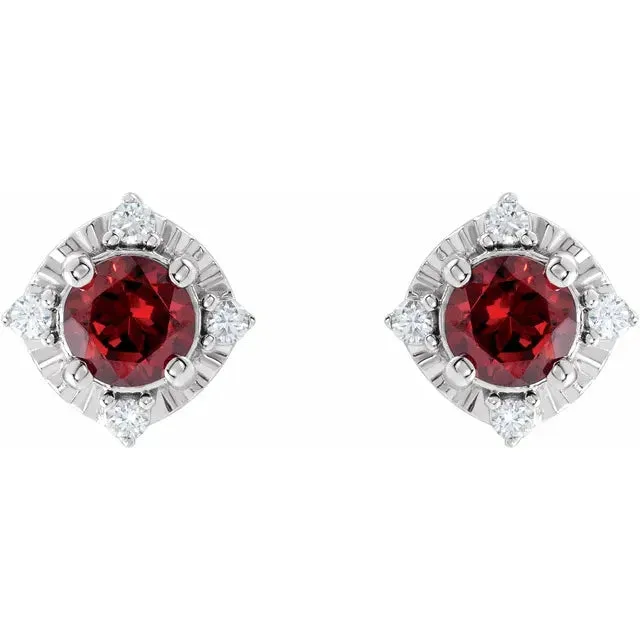 Earrings Storyteller by Vintage Magnality Luxe Wear Everyday Halo Style Birthstone Natural Diamond Stud Earrings Sterling Silver