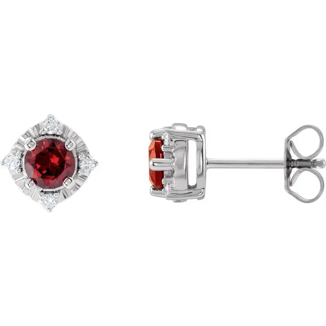 Earrings Storyteller by Vintage Magnality Luxe Wear Everyday Halo Style Birthstone Natural Diamond Stud Earrings Sterling Silver