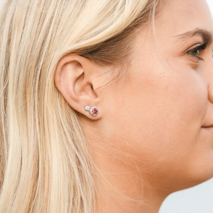 Earrings Storyteller by Vintage Magnality Luxe Wear Everyday Halo Style Birthstone Natural Diamond Stud Earrings Sterling Silver