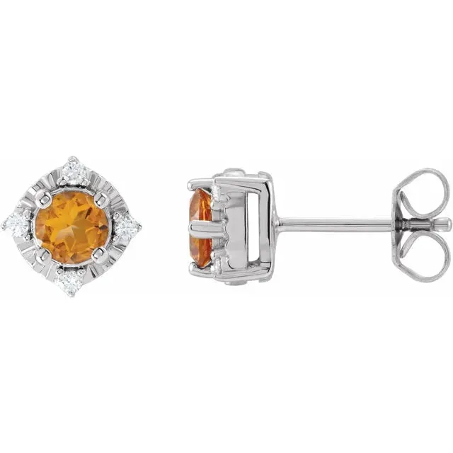Earrings Storyteller by Vintage Magnality Luxe Wear Everyday Halo Style Birthstone Natural Diamond Stud Earrings Sterling Silver