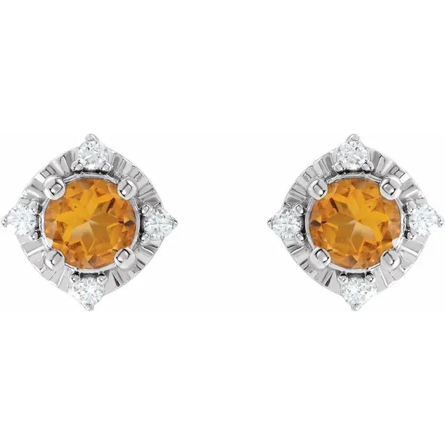 Earrings Storyteller by Vintage Magnality Luxe Wear Everyday Halo Style Birthstone Natural Diamond Stud Earrings Sterling Silver