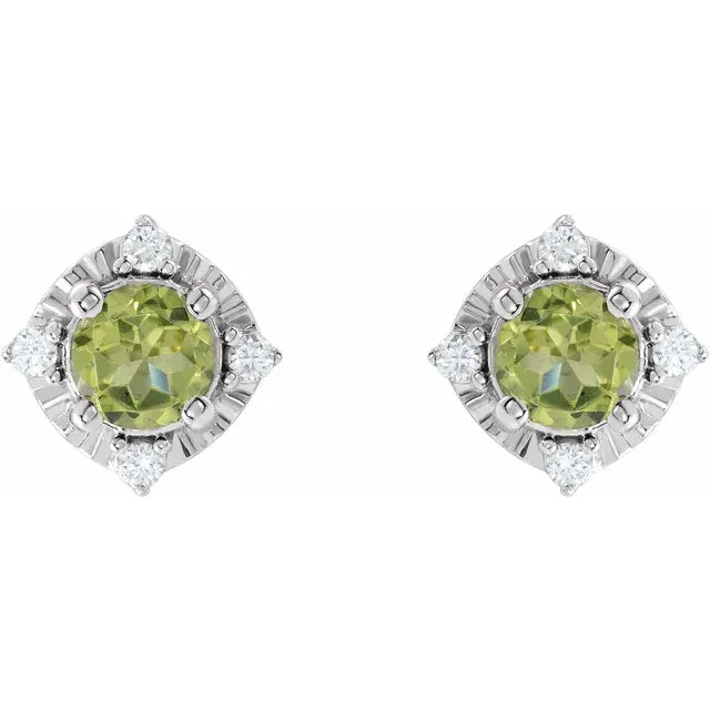 Earrings Storyteller by Vintage Magnality Luxe Wear Everyday Halo Style Birthstone Natural Diamond Stud Earrings Sterling Silver