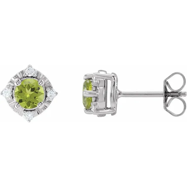 Earrings Storyteller by Vintage Magnality Luxe Wear Everyday Halo Style Birthstone Natural Diamond Stud Earrings Sterling Silver