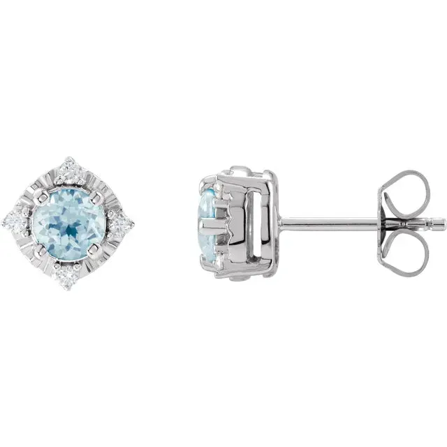 Earrings Storyteller by Vintage Magnality Luxe Wear Everyday Halo Style Birthstone Natural Diamond Stud Earrings Sterling Silver