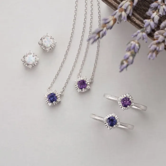 Earrings Storyteller by Vintage Magnality Luxe Wear Everyday Halo Style Birthstone Natural Diamond Stud Earrings Sterling Silver