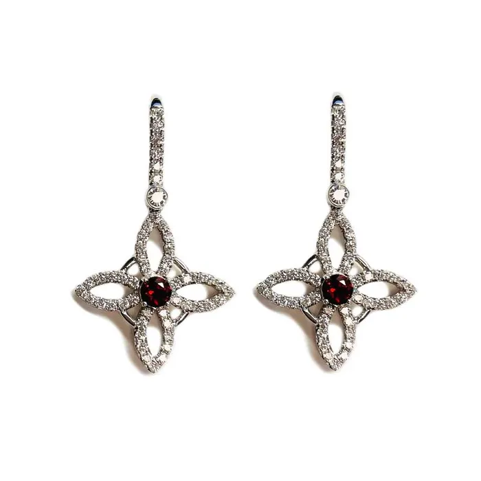 Gatana Flower Earrings with Diamond and Ruby JACK KELEGE CO Earrings