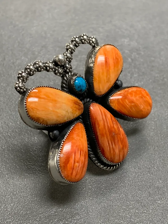Hemerson Brown Rings Hemerson Brown Navajo Sterling Silver Spiny Oyster Turquoise Ring